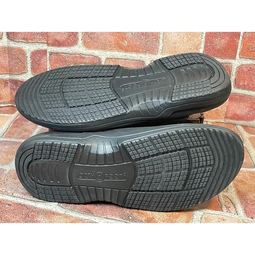 Orthofeet Clearwater Mens Sandals Black Leather Orthotic Flip Flops 567 13 2E W